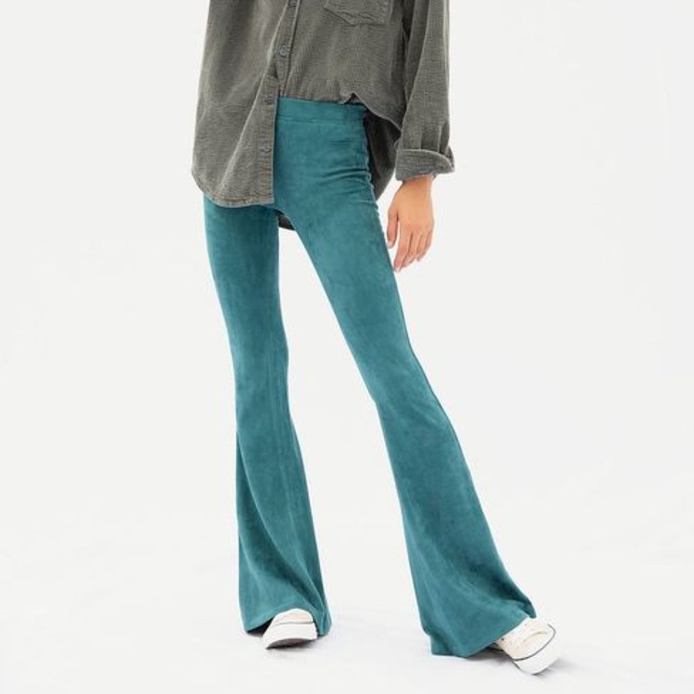 Free People Teal Suede Flare Pants